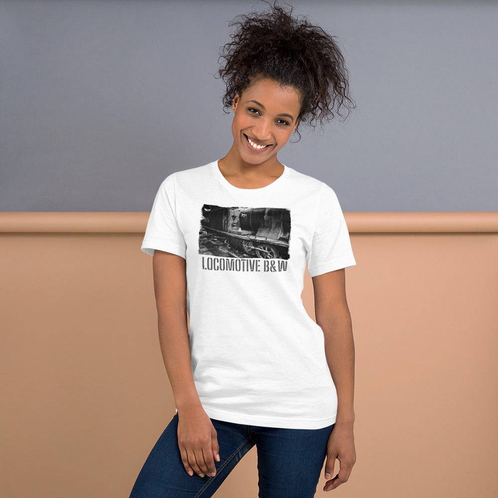 Short-Sleeve Unisex T-Shirt/Locomotive B&W/Personalized - Enet Images