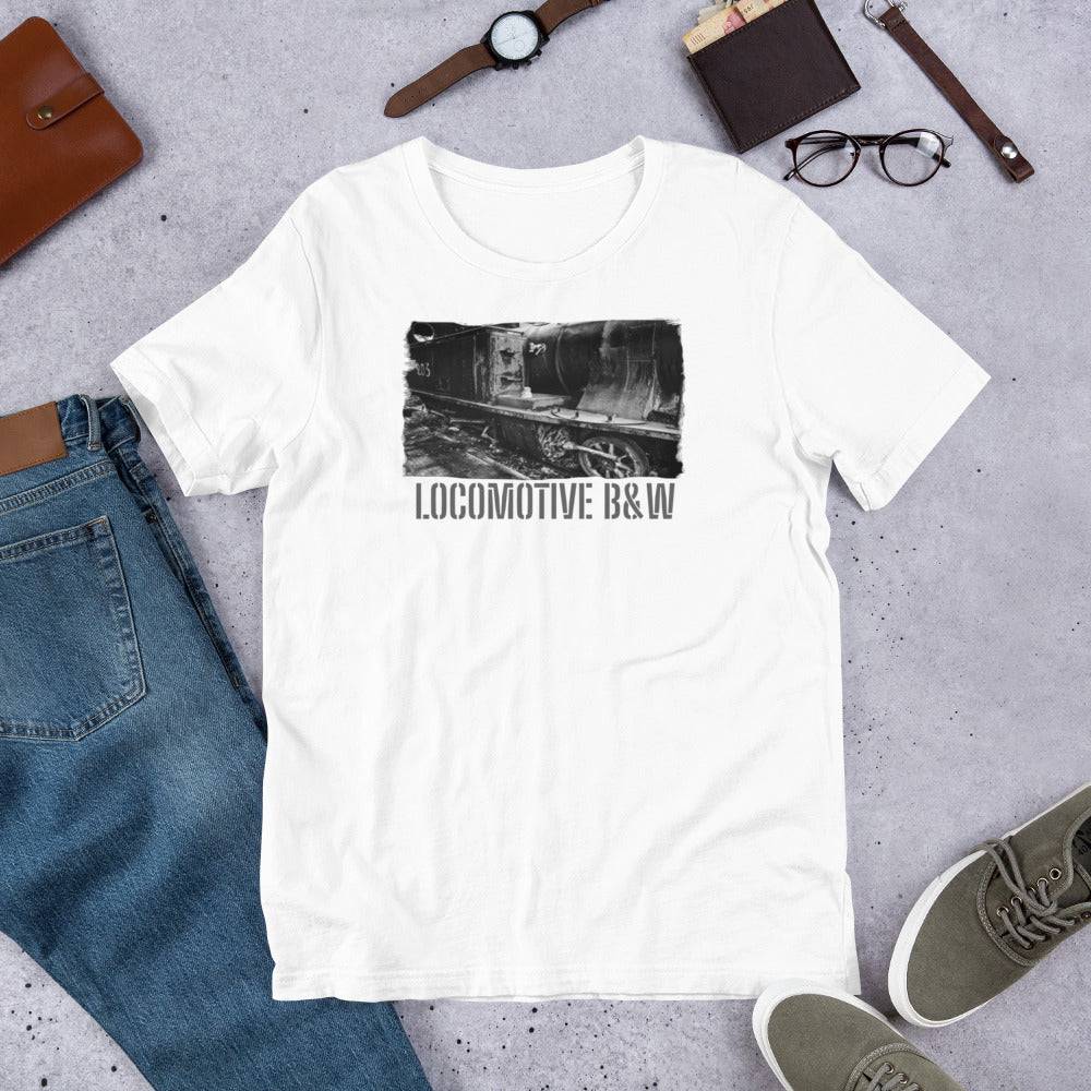 Short-Sleeve Unisex T-Shirt/Locomotive B&W/Personalized - Enet Images