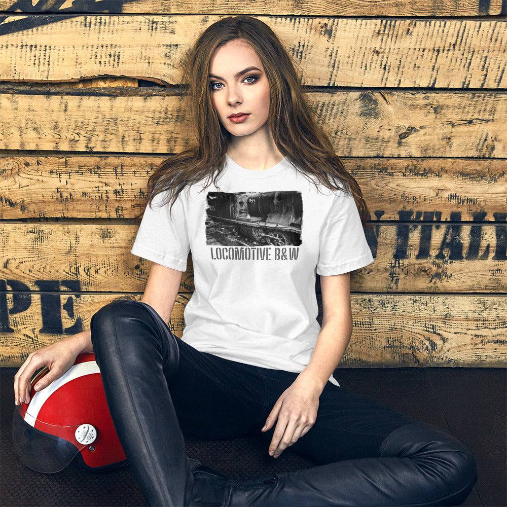 Short-Sleeve Unisex T-Shirt/Locomotive B&W/Personalized - Enet Images