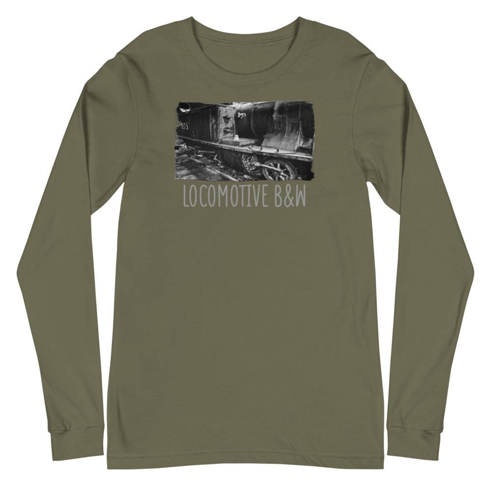 Unisex Long Sleeve Tee/Locomotive B&W/Personalized - Enet Images