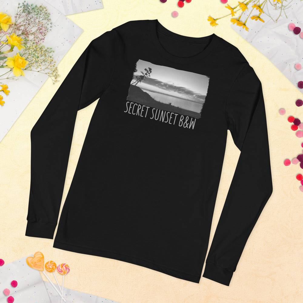 Unisex Long Sleeve Tee/Secret Sunset B&W/Personalized - Enet Images