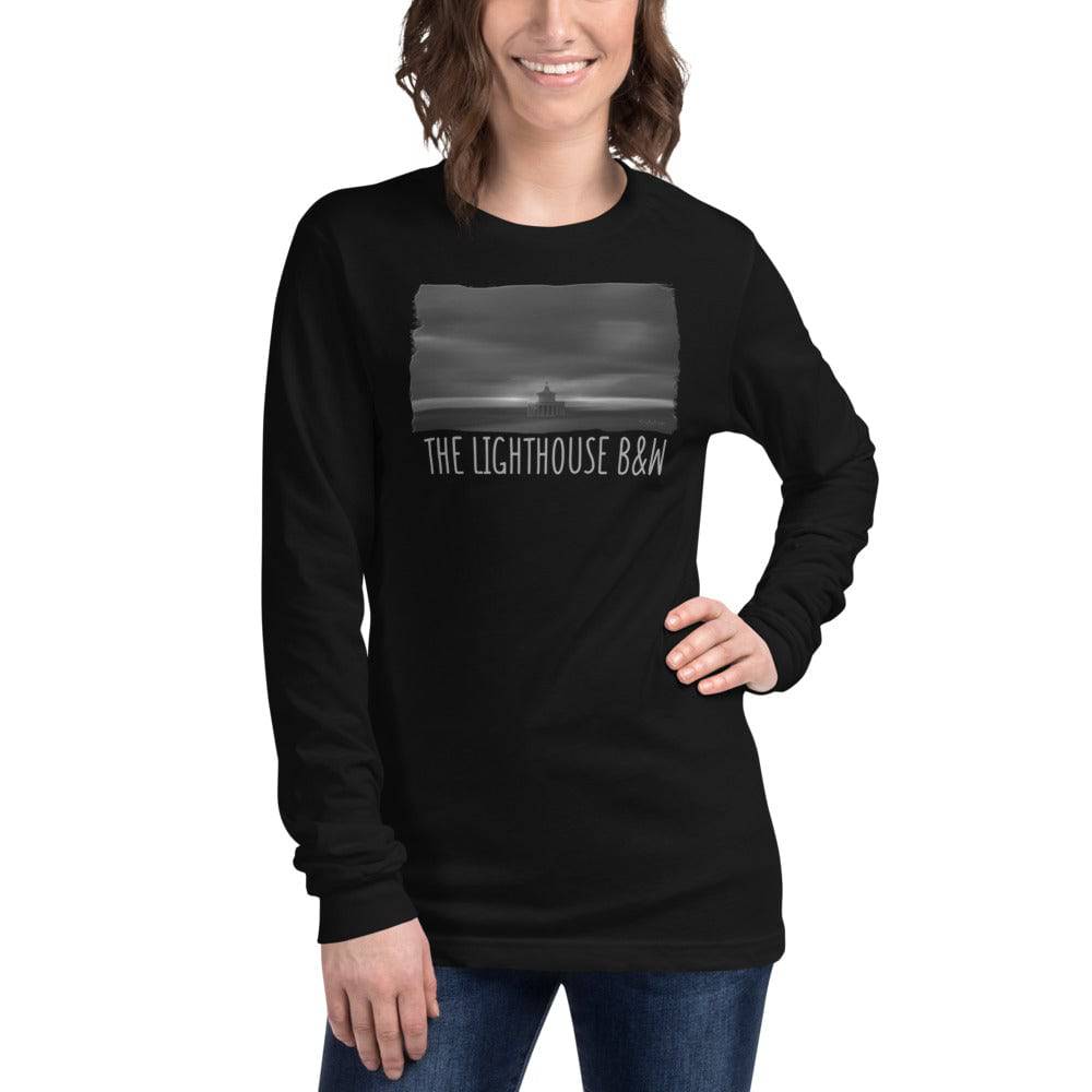 Unisex Long Sleeve Tee/The Lighthouse B&W/Personalized - Enet Images