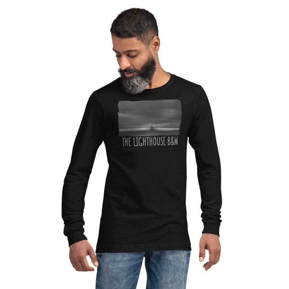 Unisex Long Sleeve Tee/The Lighthouse B&W/Personalized - Enet Images