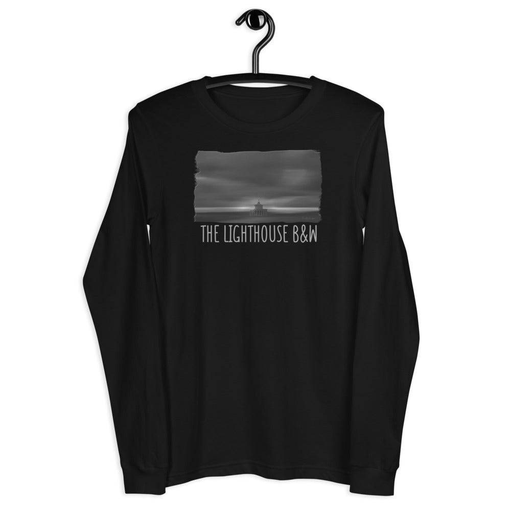 Unisex Long Sleeve Tee/The Lighthouse B&W/Personalized - Enet Images