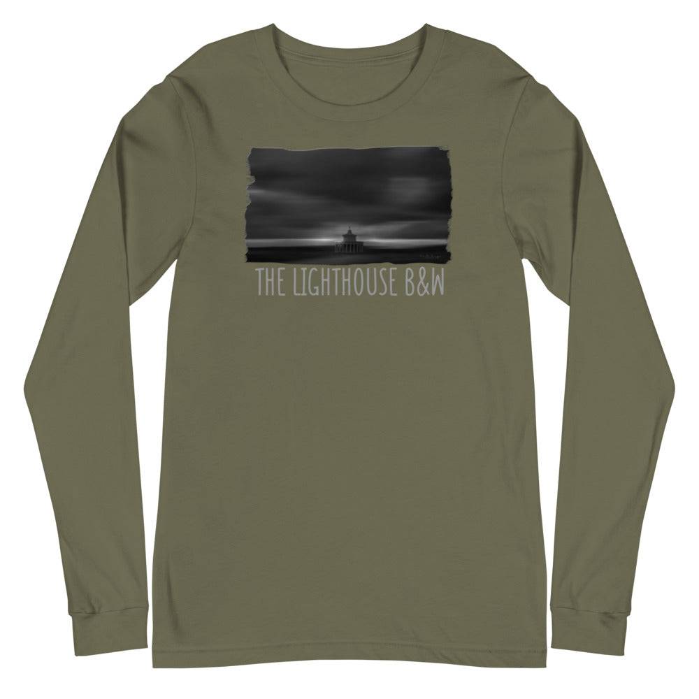Unisex Long Sleeve Tee/The Lighthouse B&W/Personalized - Enet Images