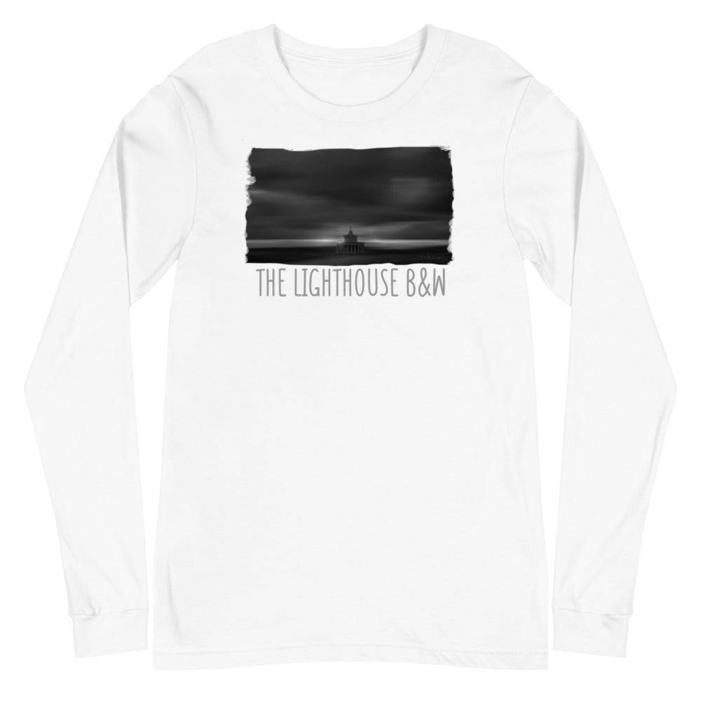 Unisex Long Sleeve Tee/The Lighthouse B&W/Personalized - Enet Images