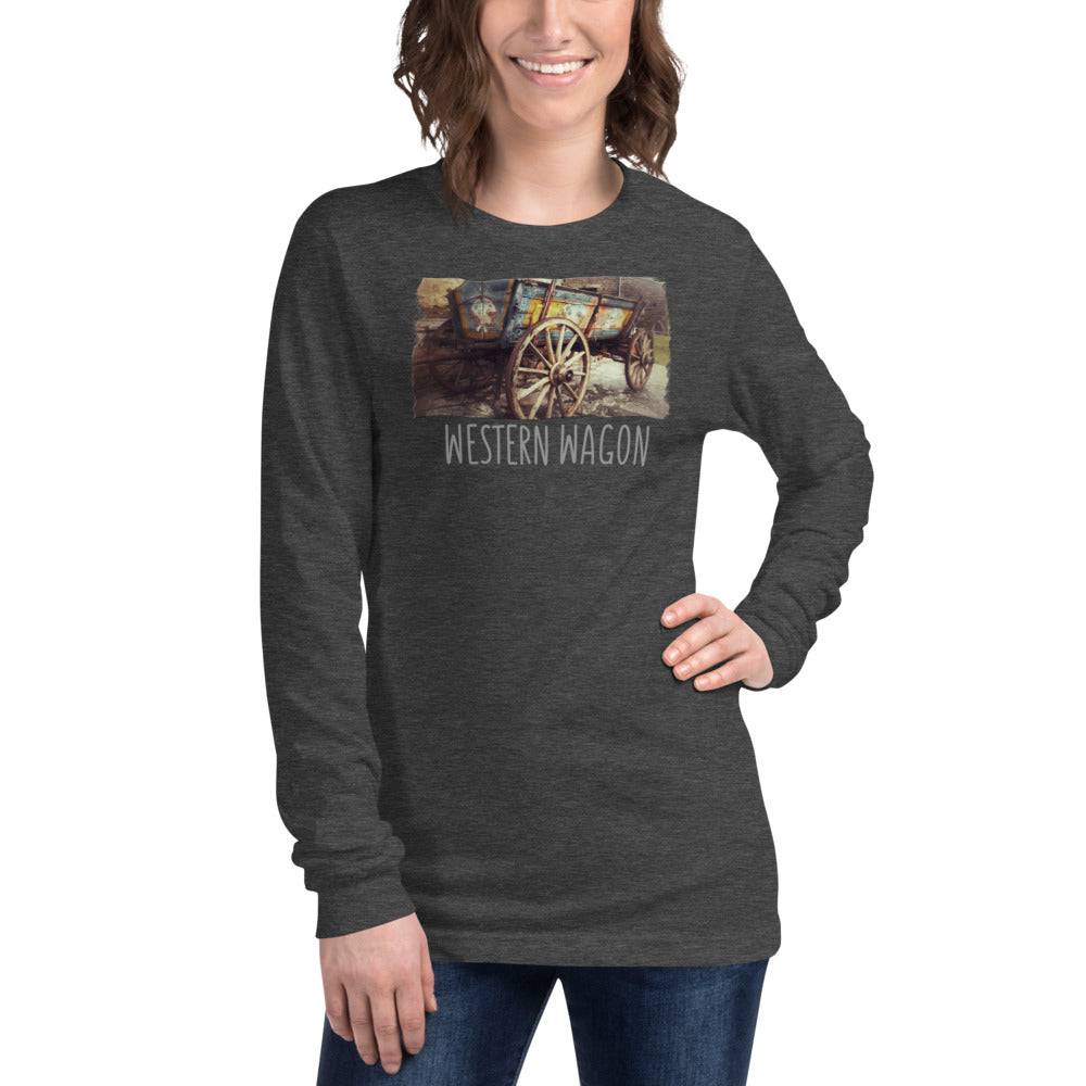 Unisex Long Sleeve Tee/Western Wagon/Personalized - Enet Images