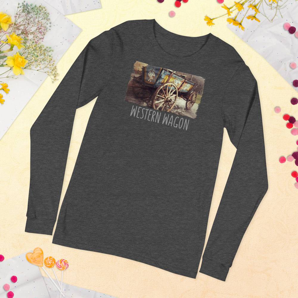 Unisex Long Sleeve Tee/Western Wagon/Personalized - Enet Images