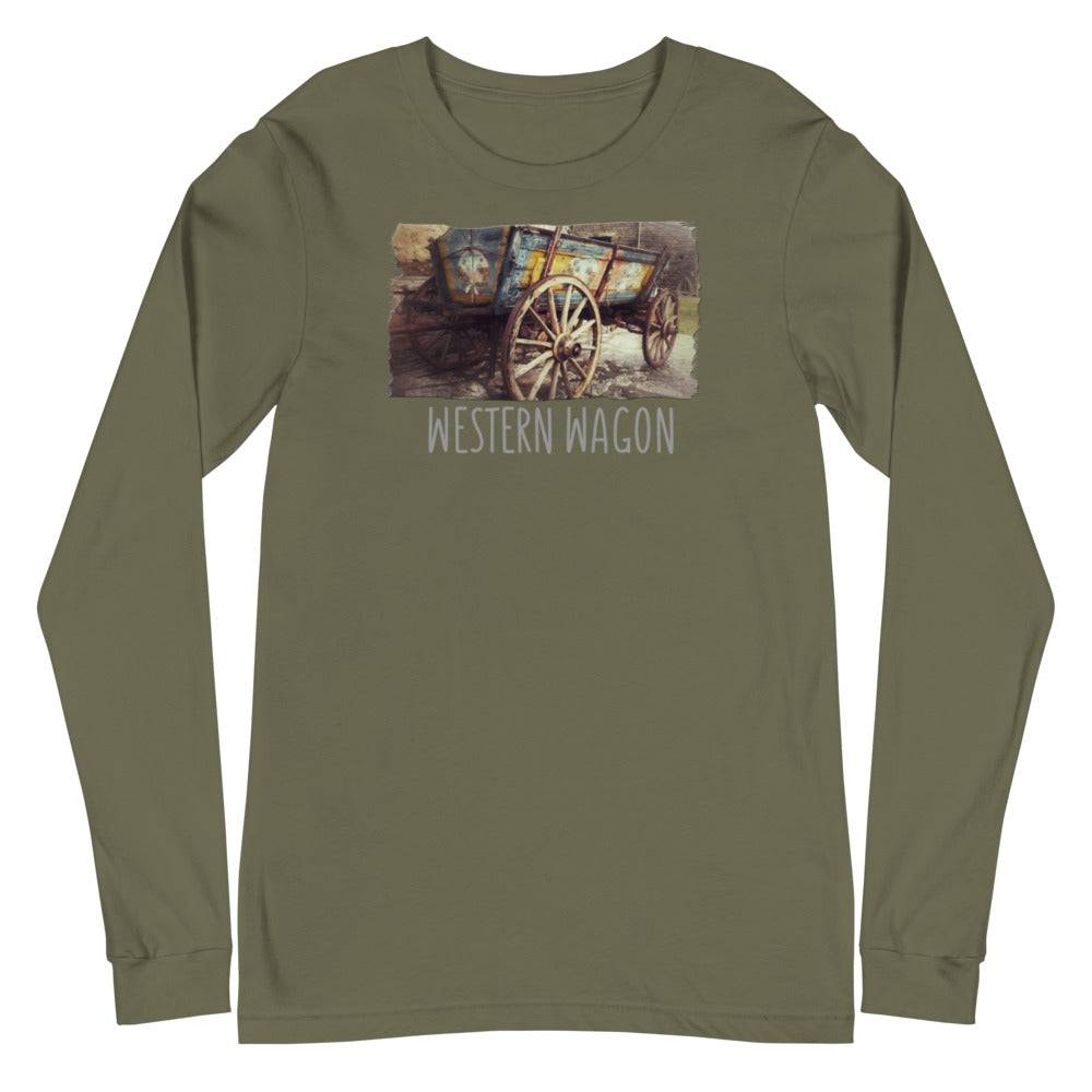 Unisex Long Sleeve Tee/Western Wagon/Personalized - Enet Images