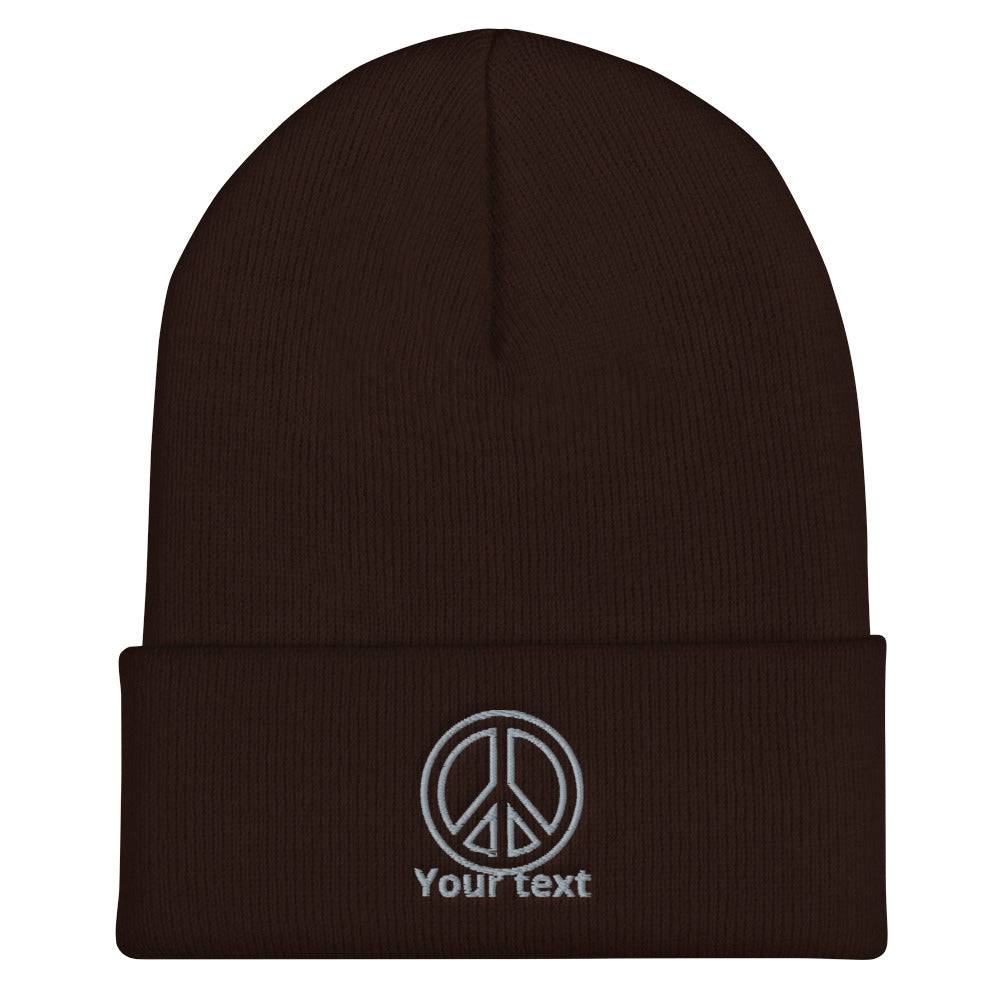 Cuffed Beanie/Peace Your Text/Personalized - Enet Images