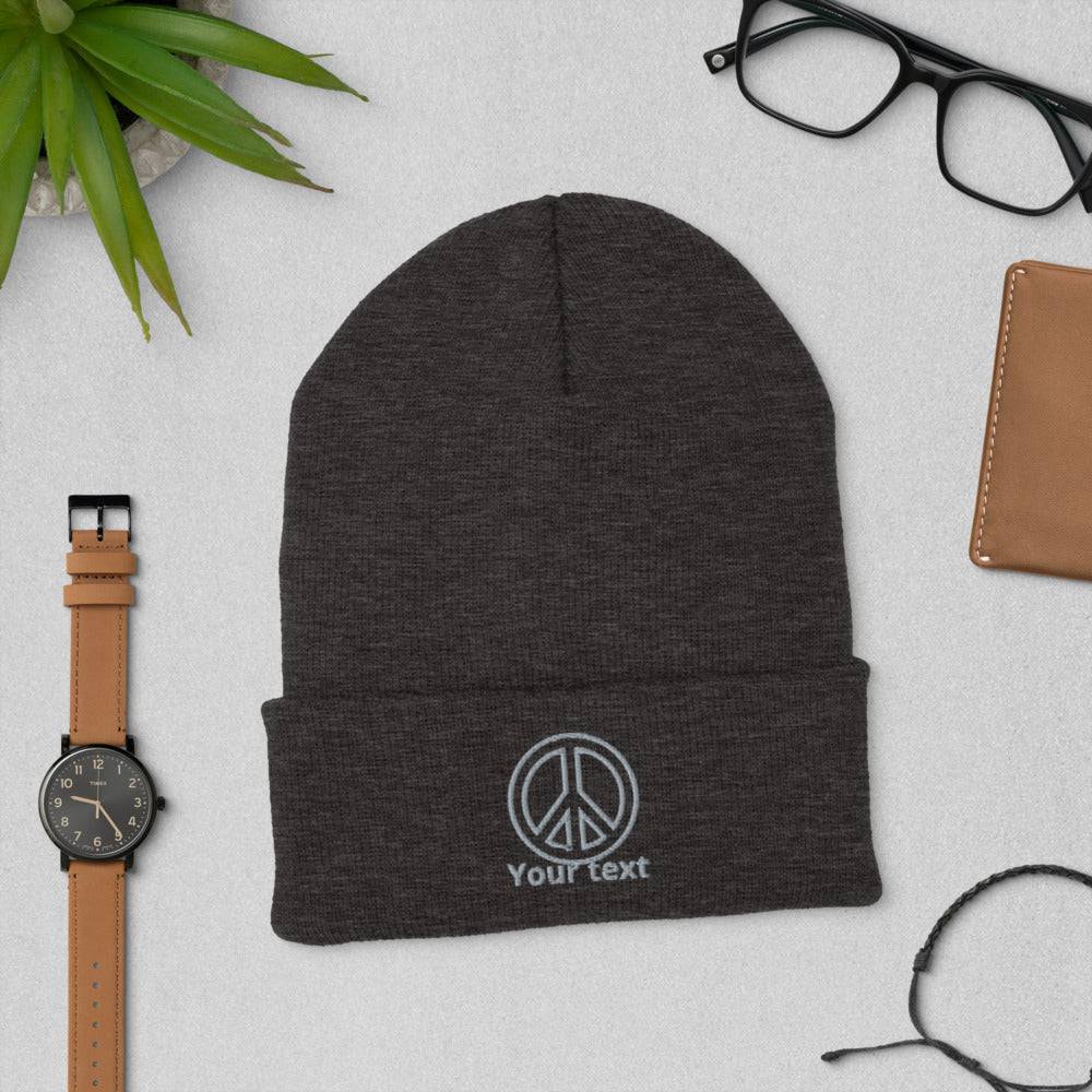 Cuffed Beanie/Peace Your Text/Personalized - Enet Images