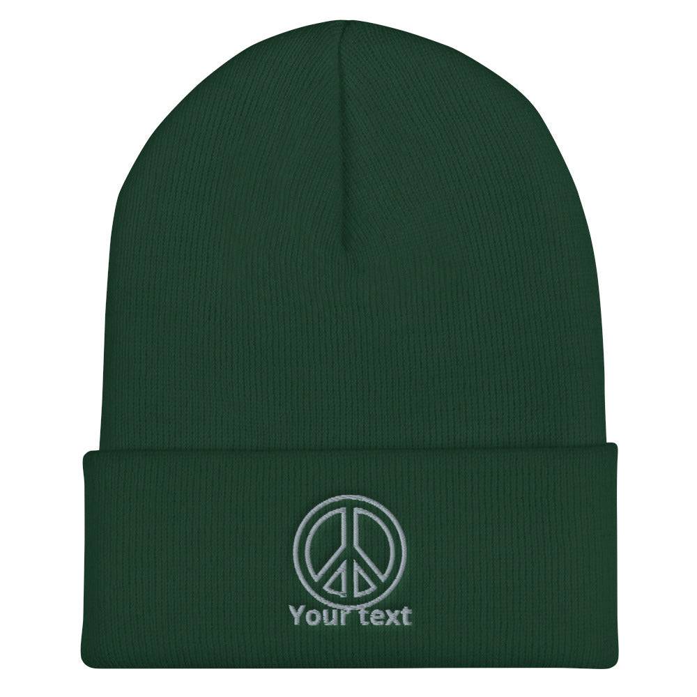 Cuffed Beanie/Peace Your Text/Personalized - Enet Images
