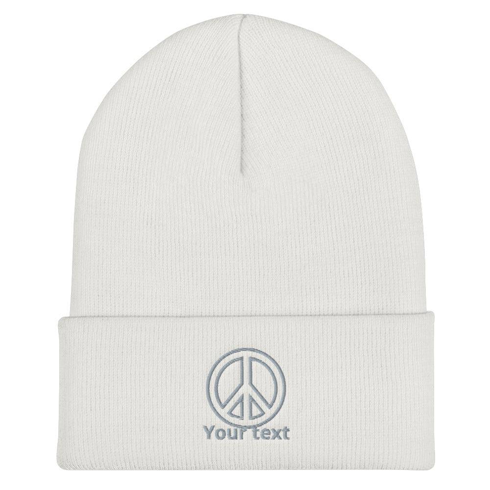 Cuffed Beanie/Peace Your Text/Personalized - Enet Images