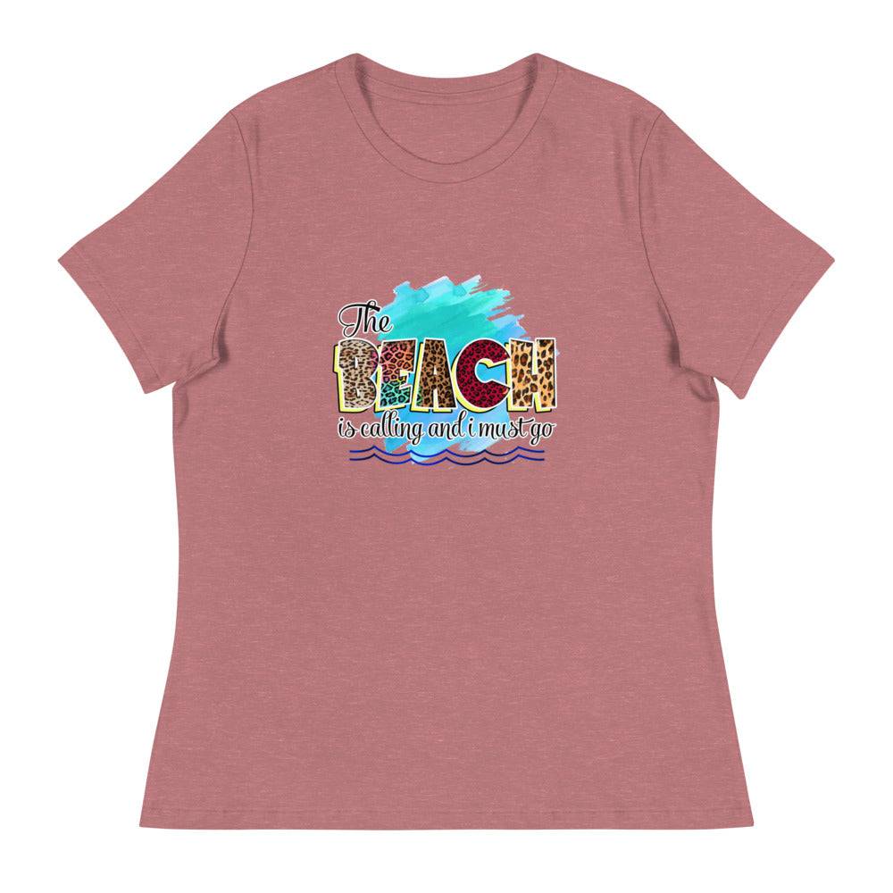 Women's Relaxed T-Shirt/Beach-Is-Calling - Enet Images