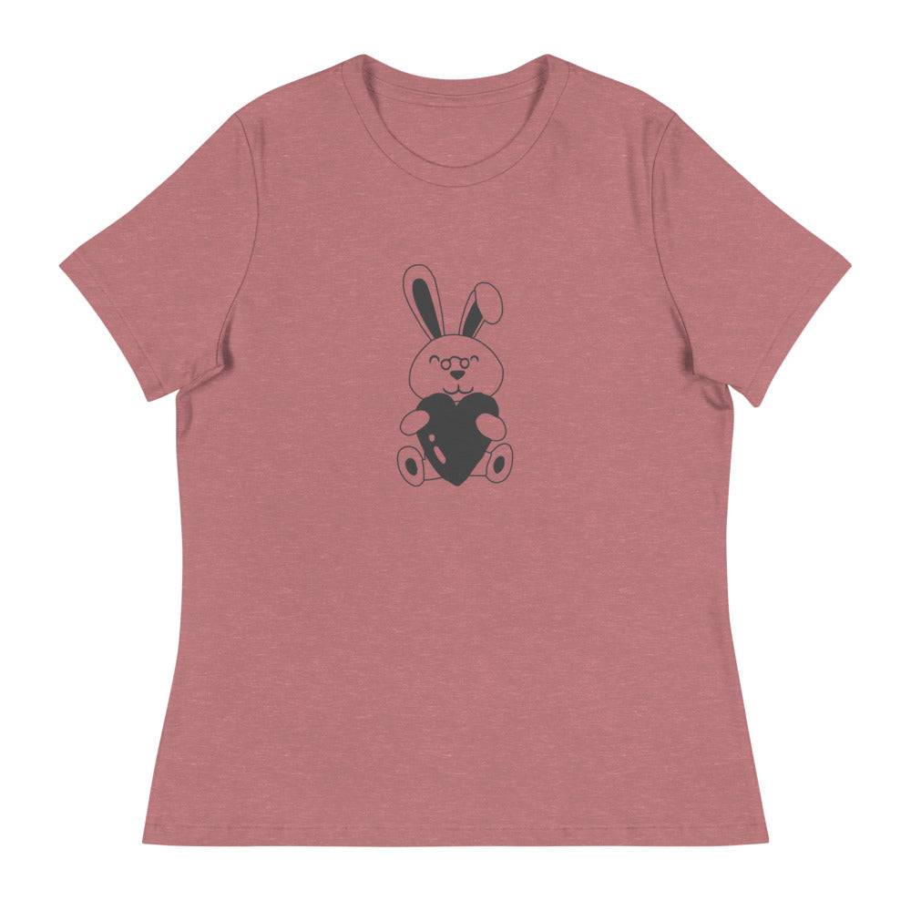 Women's Relaxed T-Shirt/Bunny Heart - Enet Images