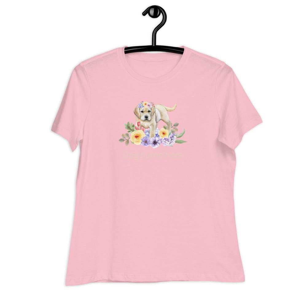 Women's Relaxed T-Shirt/Dog & Flowers 3/Personalized - Enet Images