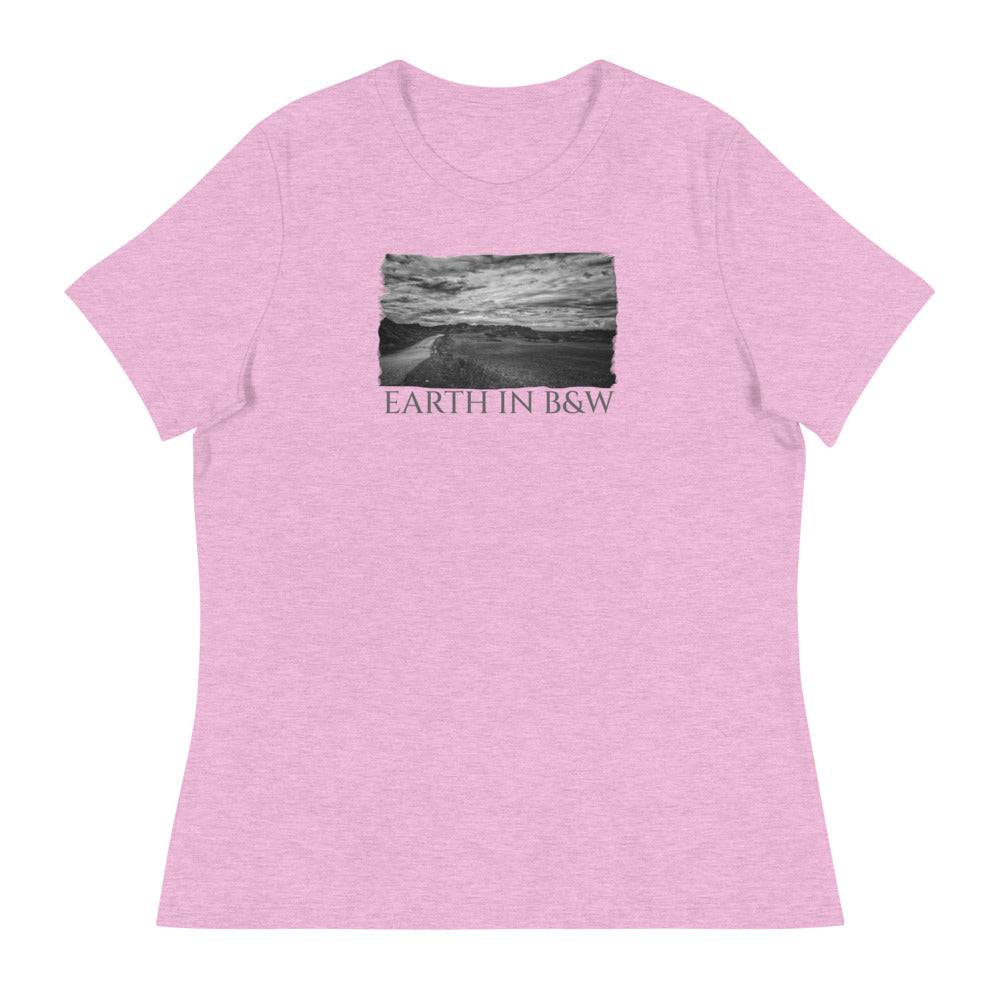 Women's Relaxed T-Shirt/Earth In B&W/Personalized - Enet Images