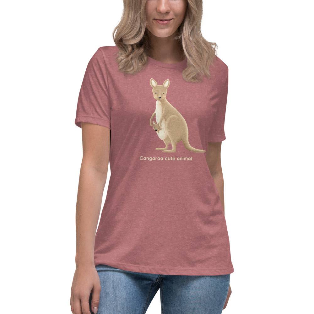 Women's Relaxed T-Shirt/Kangaroo Cute Animal - Enet Images