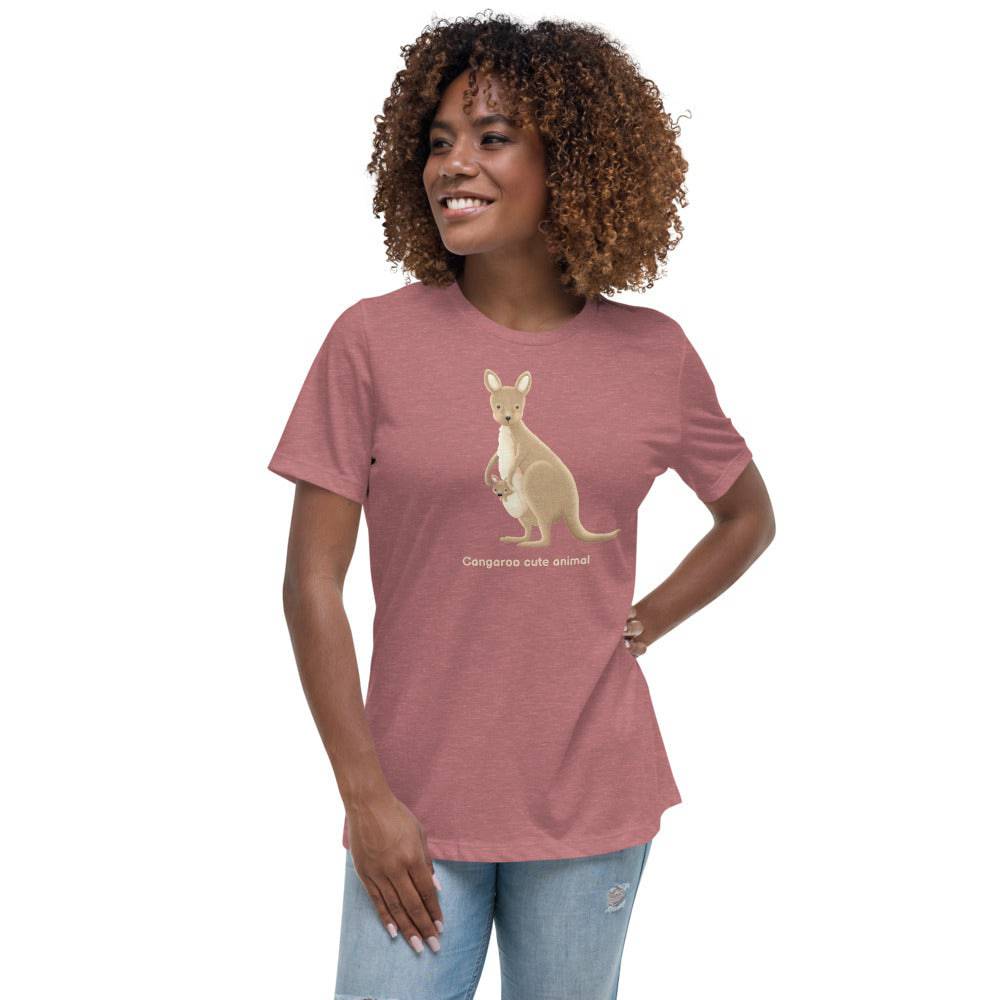 Women's Relaxed T-Shirt/Kangaroo Cute Animal - Enet Images