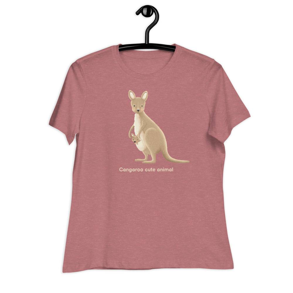 Women's Relaxed T-Shirt/Kangaroo Cute Animal - Enet Images