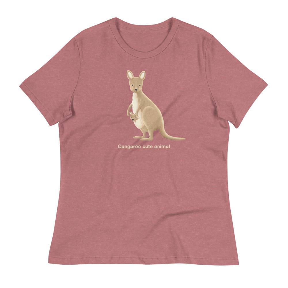 Women's Relaxed T-Shirt/Kangaroo Cute Animal - Enet Images