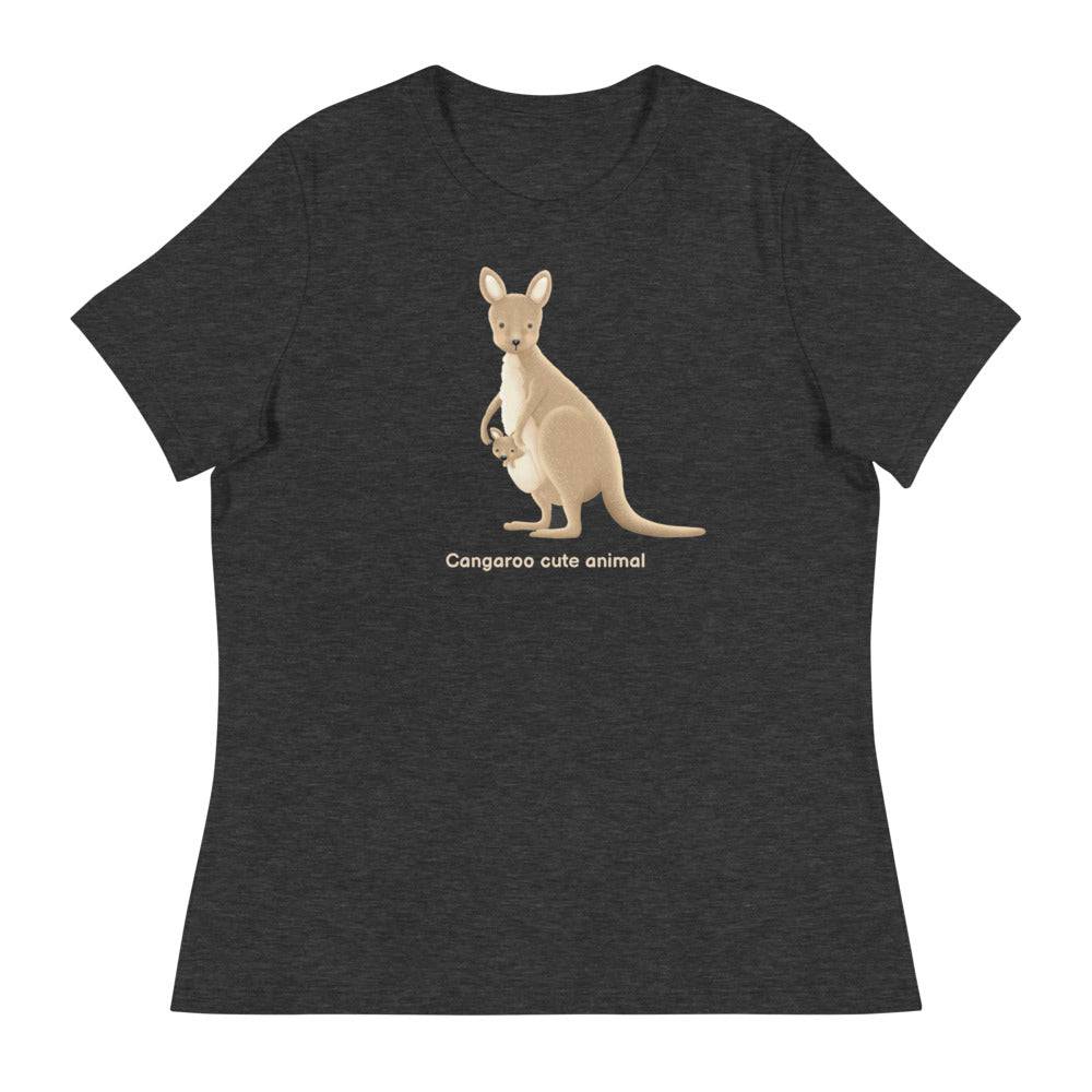 Women's Relaxed T-Shirt/Kangaroo Cute Animal - Enet Images