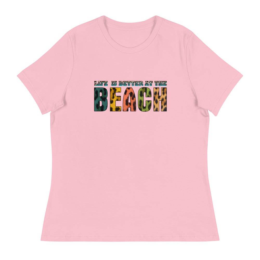 Women's Relaxed T-Shirt/Life-Is-Better-At-Beach - Enet Images