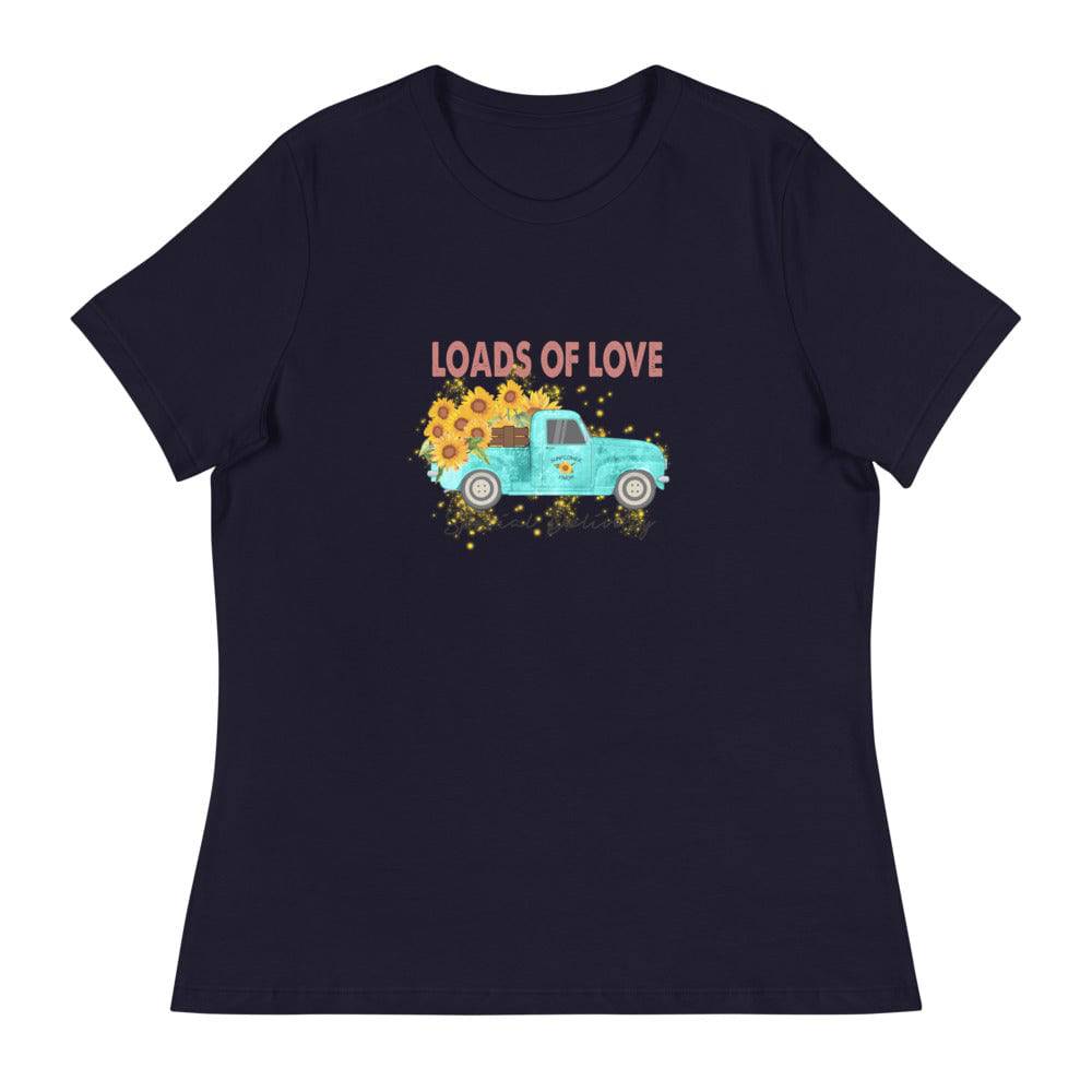 Women's Relaxed T-Shirt/Loads Of Love-Sunflower - Enet Images