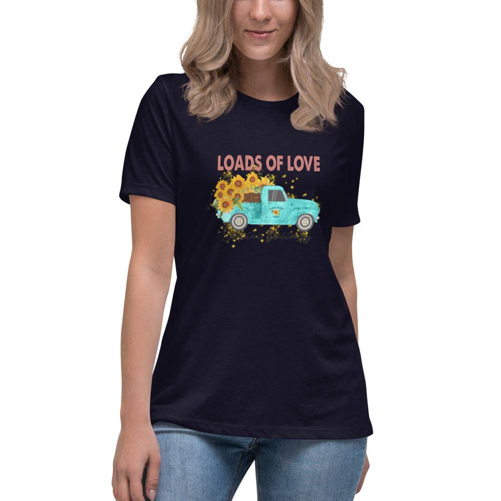 Women's Relaxed T-Shirt/Loads Of Love-Sunflower - Enet Images