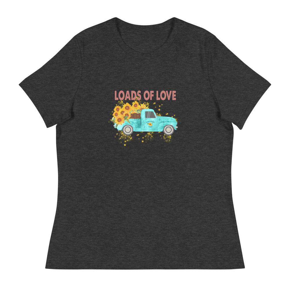 Women's Relaxed T-Shirt/Loads Of Love-Sunflower - Enet Images