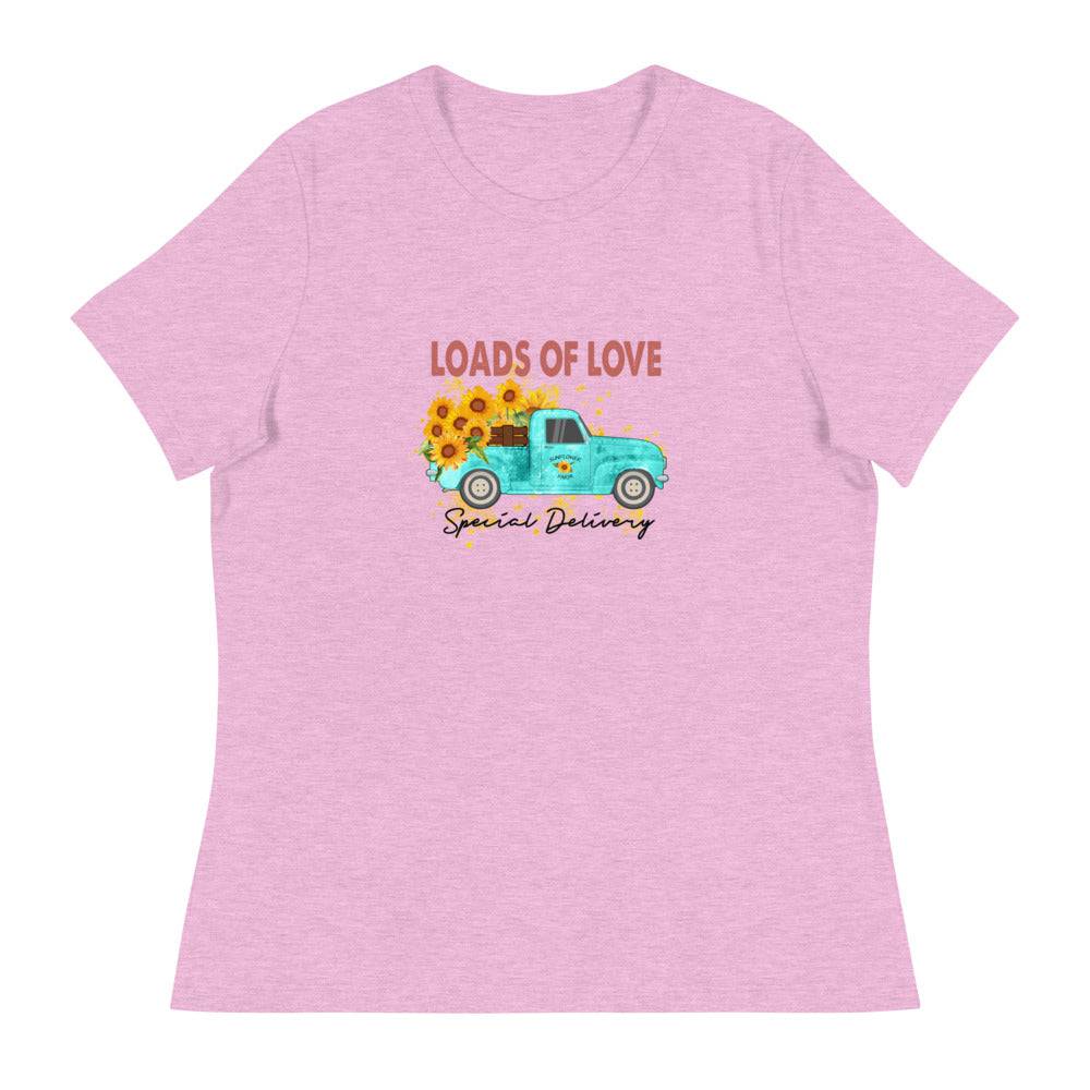 Women's Relaxed T-Shirt/Loads Of Love-Sunflower - Enet Images