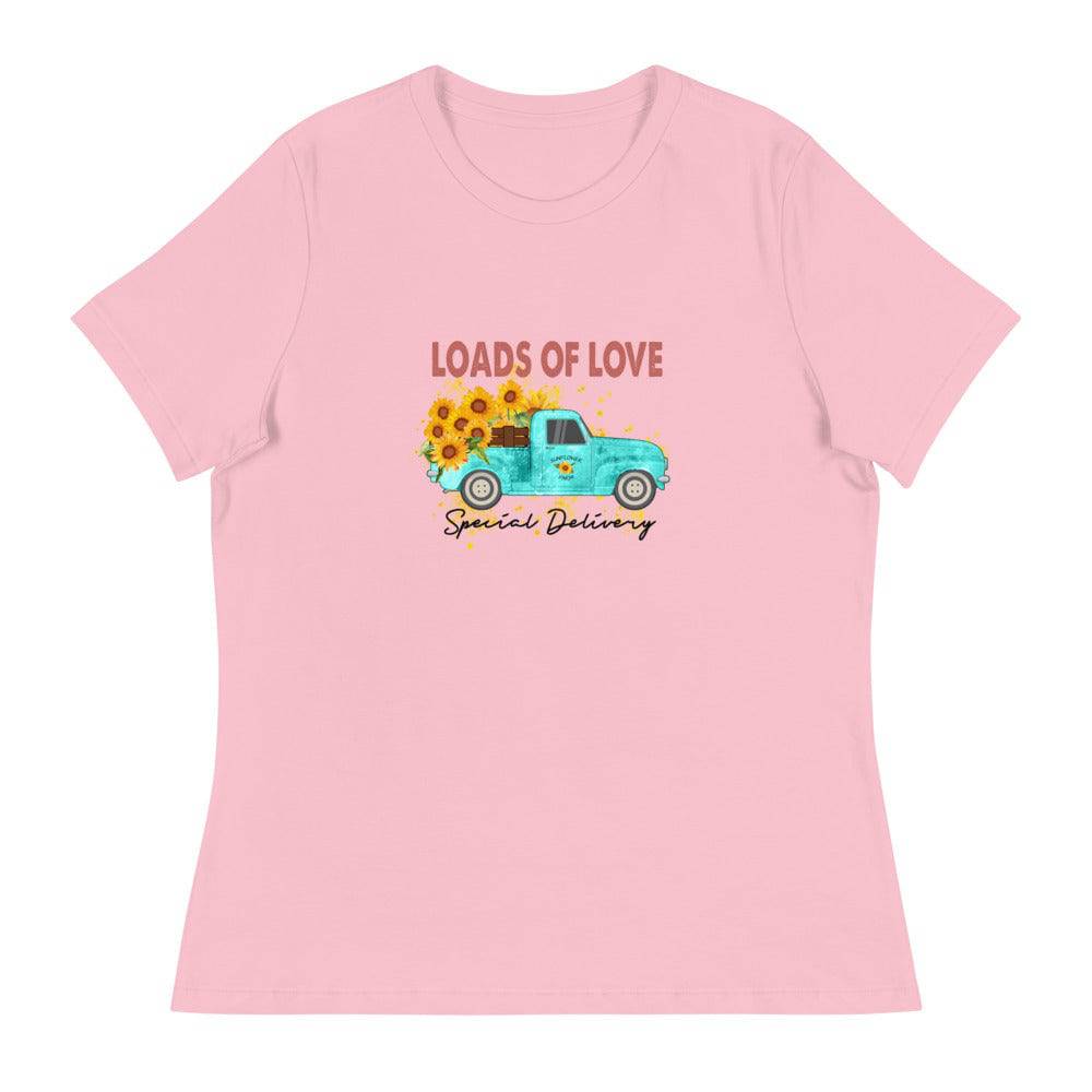 Women's Relaxed T-Shirt/Loads Of Love-Sunflower - Enet Images