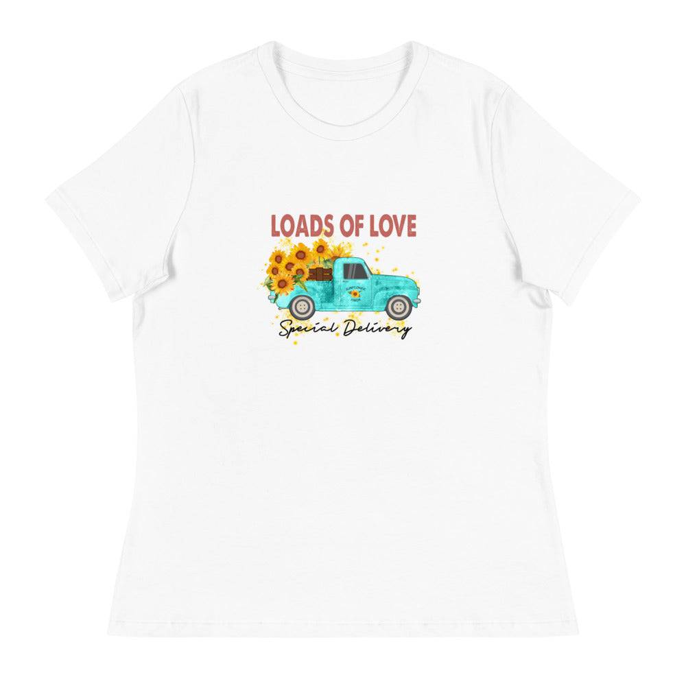 Women's Relaxed T-Shirt/Loads Of Love-Sunflower - Enet Images
