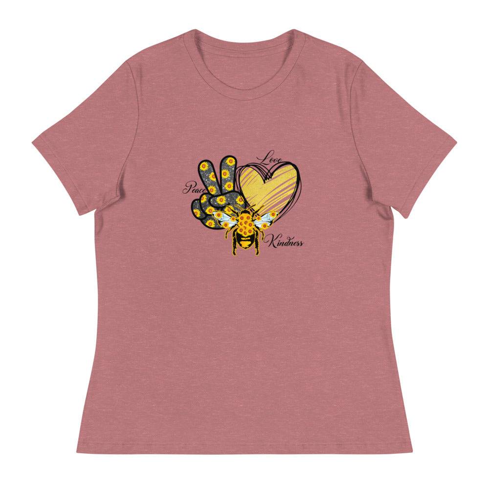 Women's Relaxed T-Shirt/Love-Kindness-Sunflower - Enet Images
