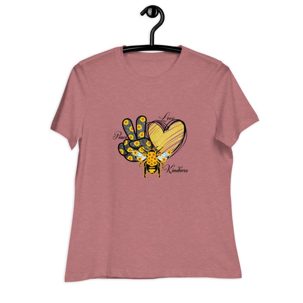 Women's Relaxed T-Shirt/Love-Kindness-Sunflower - Enet Images
