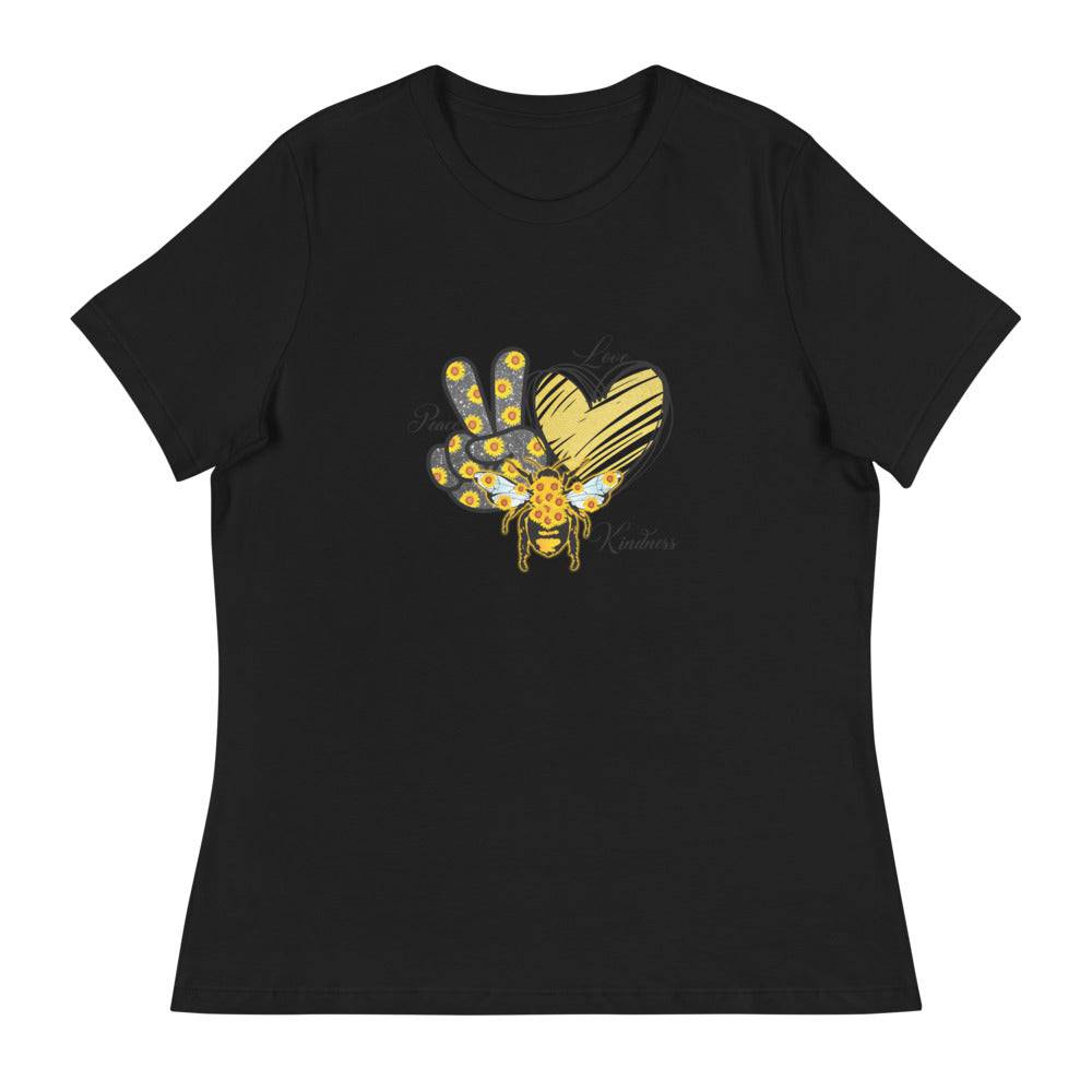 Women's Relaxed T-Shirt/Love-Kindness-Sunflower - Enet Images