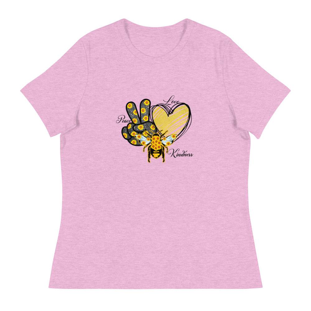 Women's Relaxed T-Shirt/Love-Kindness-Sunflower - Enet Images
