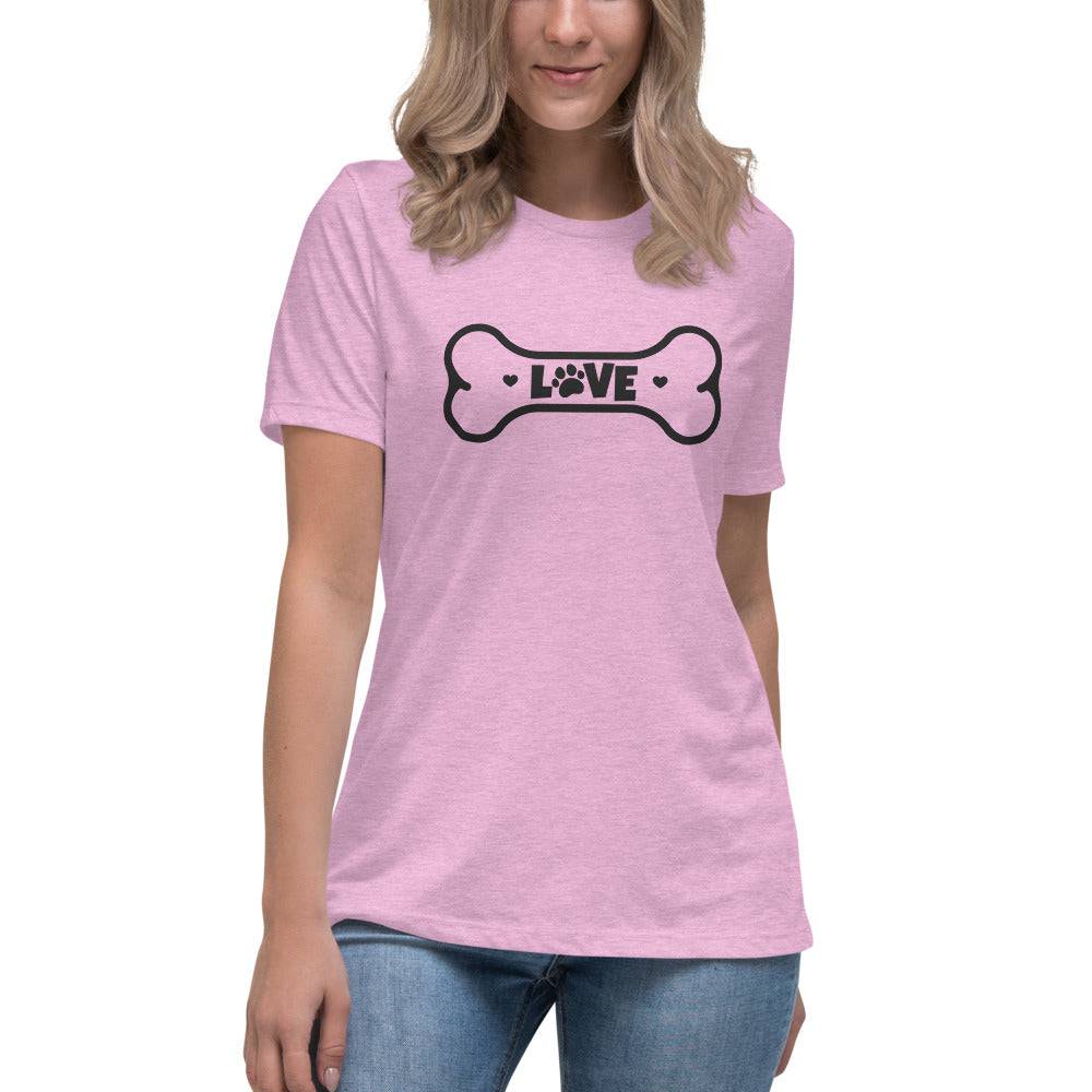 Women's Relaxed T-Shirt/Love Pets Bone - Enet Images