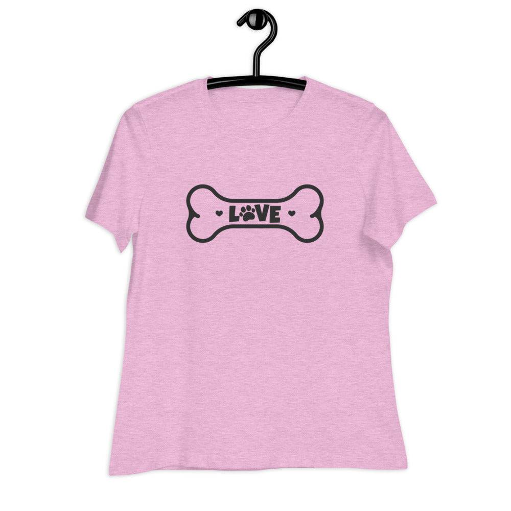 Women's Relaxed T-Shirt/Love Pets Bone - Enet Images