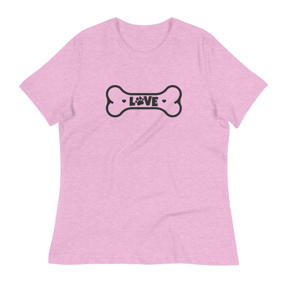 Women's Relaxed T-Shirt/Love Pets Bone - Enet Images
