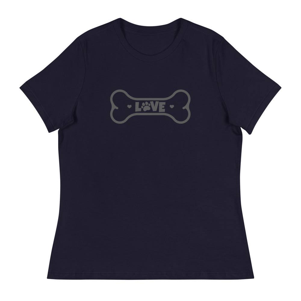 Women's Relaxed T-Shirt/Love Pets Bone - Enet Images
