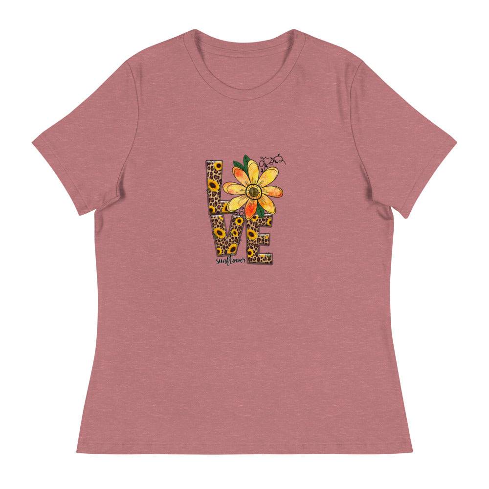 Women's Relaxed T-Shirt/Love-Sunflower 2 - Enet Images