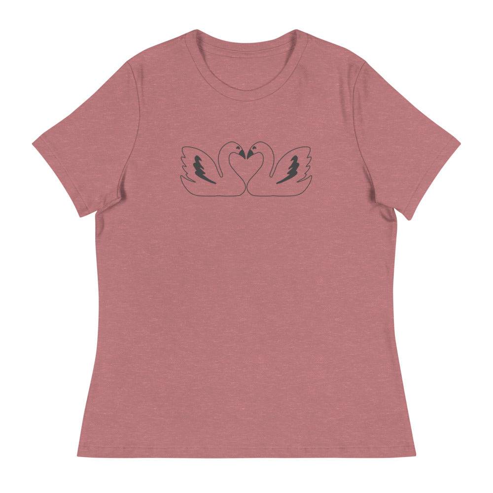 Women's Relaxed T-Shirt/Swans In Love - Enet Images