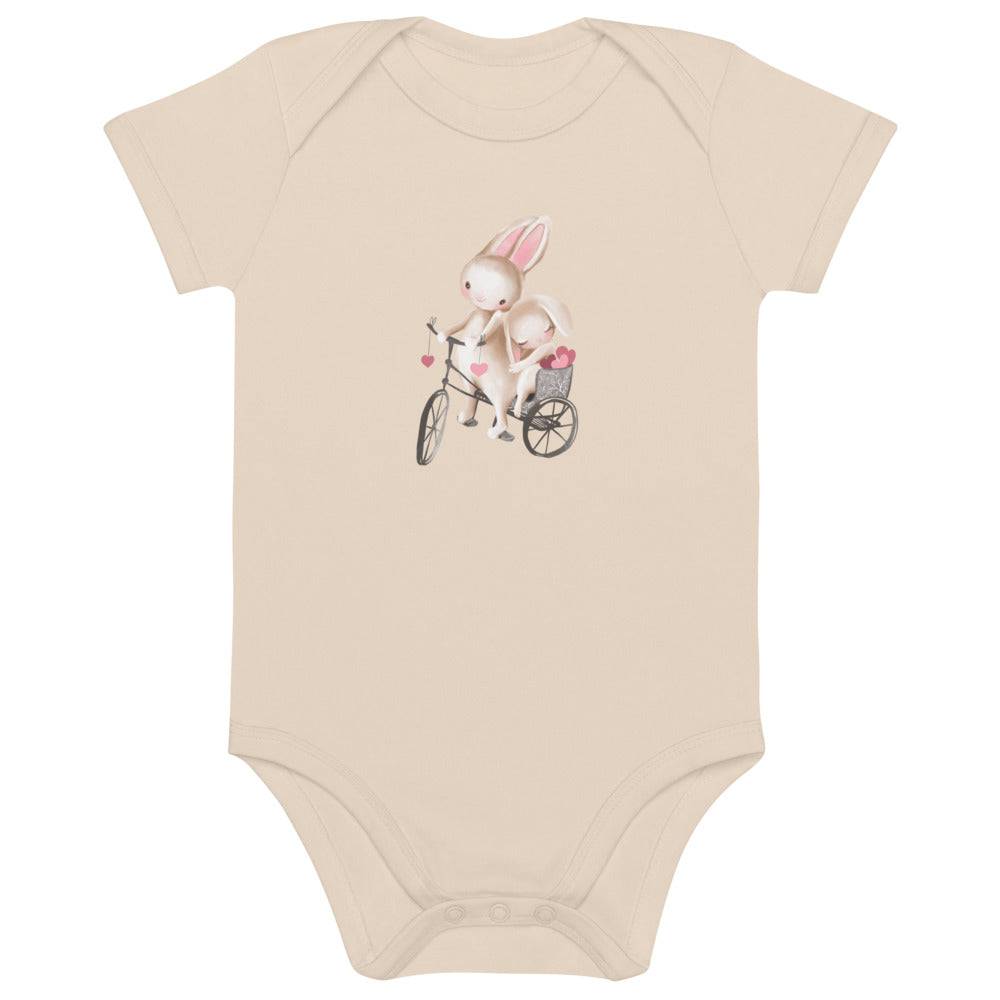 Organic cotton baby bodysuit/Bunnies Bicycle - Enet Images