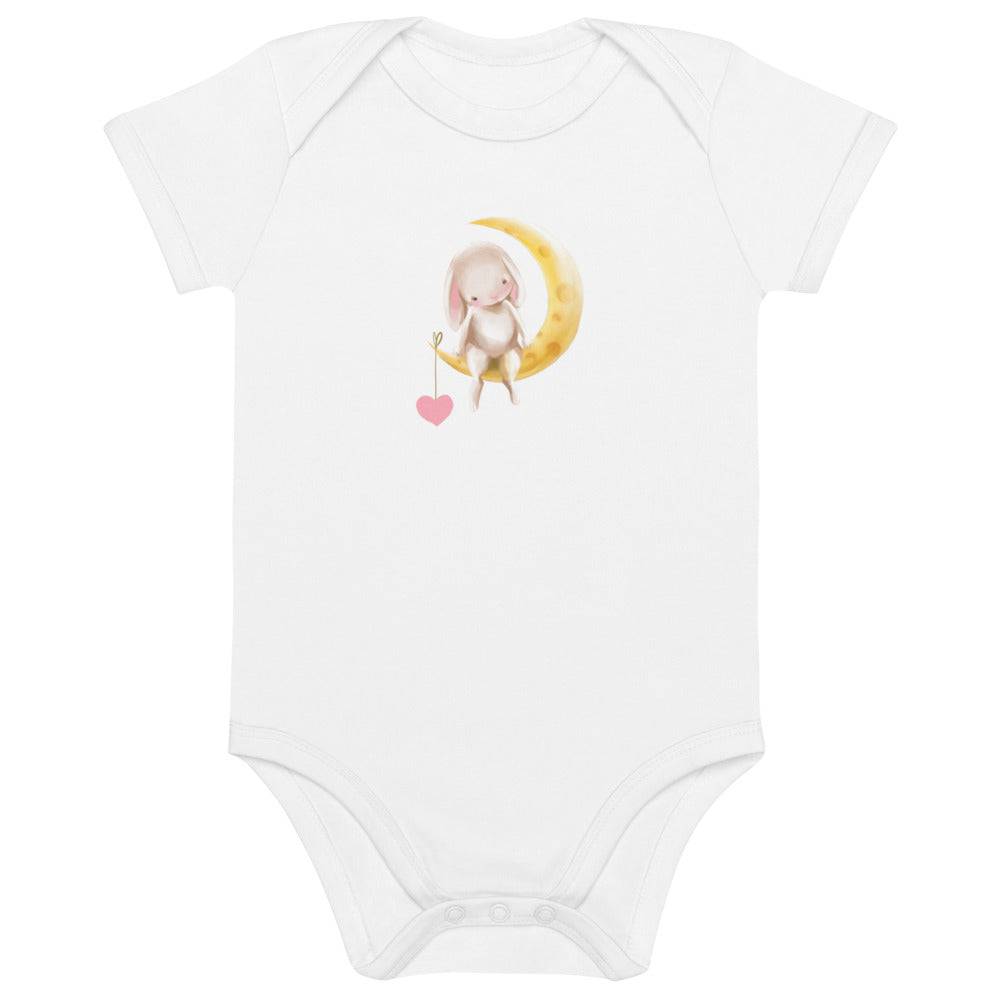 Organic cotton baby bodysuit/Bunnies Moon - Enet Images