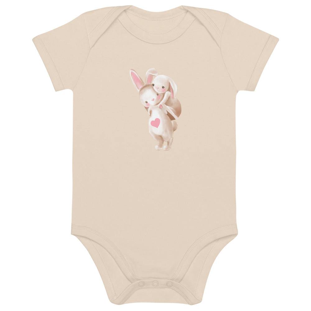 Organic cotton baby bodysuit/Bunnies Playing - Enet Images