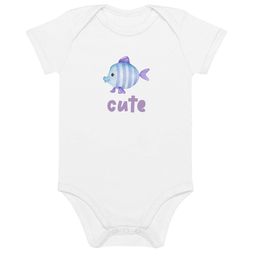 Organic cotton baby bodysuit/Fish Cute - Enet Images