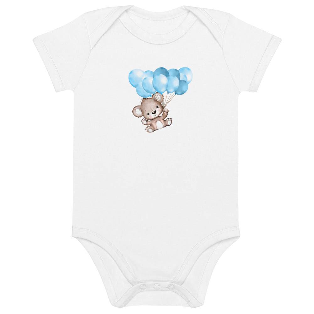 Organic cotton baby bodysuit/Little Bear With Baloons - Enet Images