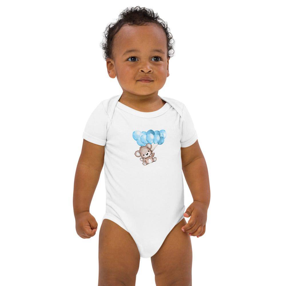 Organic cotton baby bodysuit/Little Bear With Baloons - Enet Images