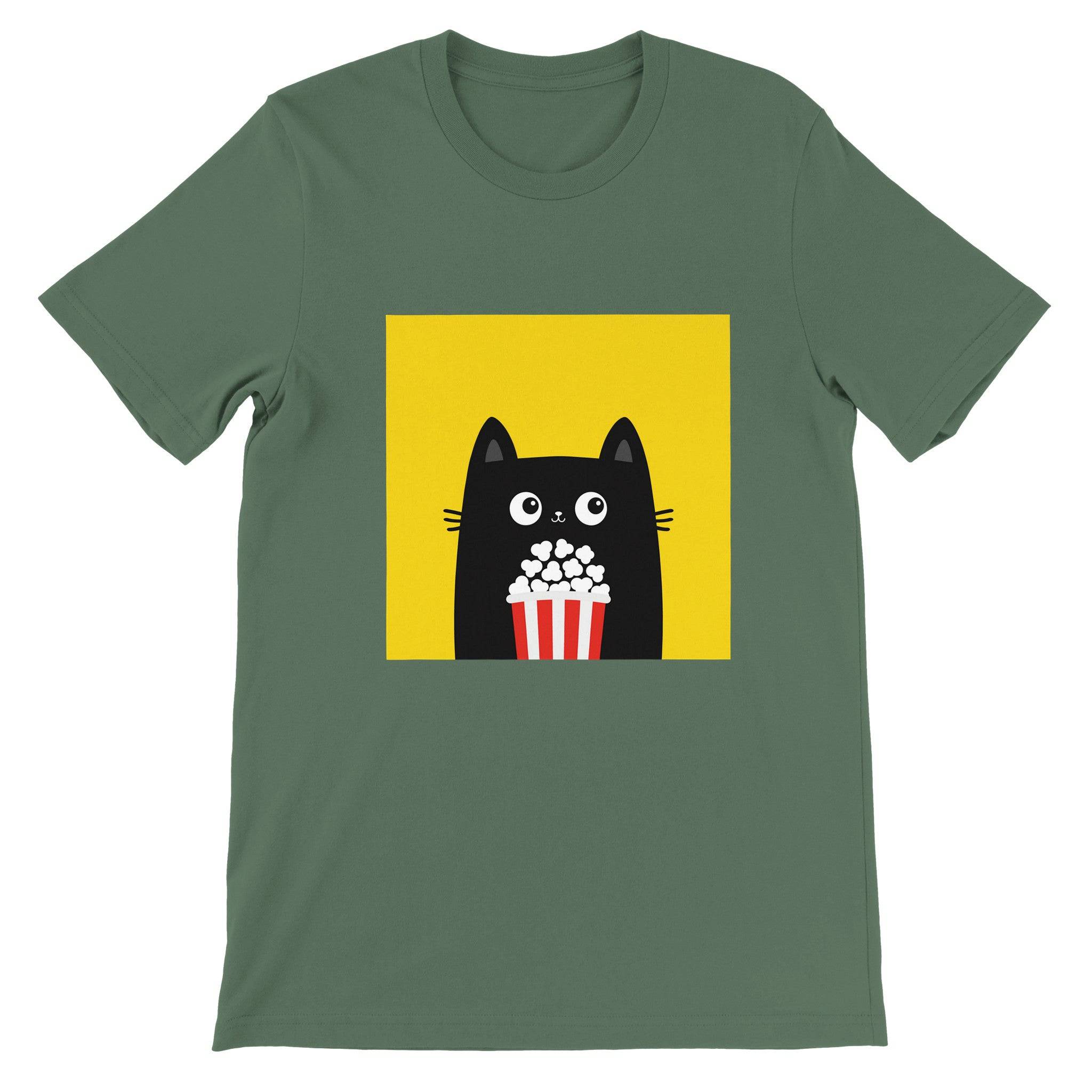 Budget Unisex Crewneck T-shirt/Cat-PopCorn - Enet Images